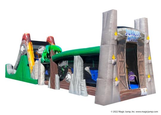 jurassic world obstacle course waterslide
