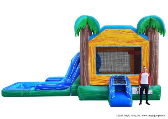 EZ Tropical Combo Waterslide Inflatable  Front View